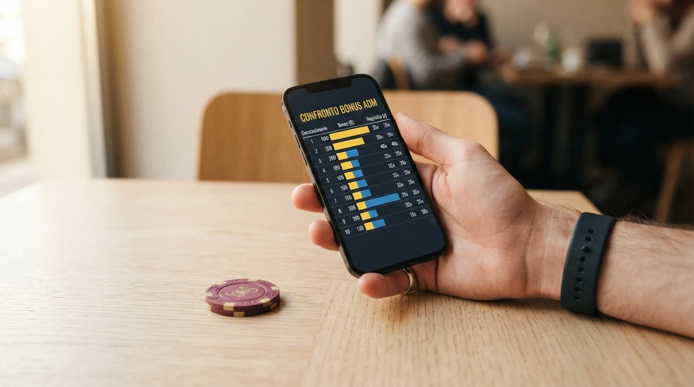 Rappresentazione grafica del confronto tra bonus di benvenuto e rispettivi requisiti di wagering