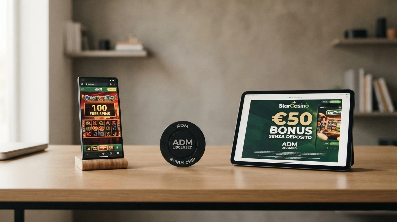 Tre riquadri affiancati che mostrano le icone dei tre tipi di bonus senza deposito: free spin, bonus in denaro reale e bonus in omaggio, con il logo SPID che li collega