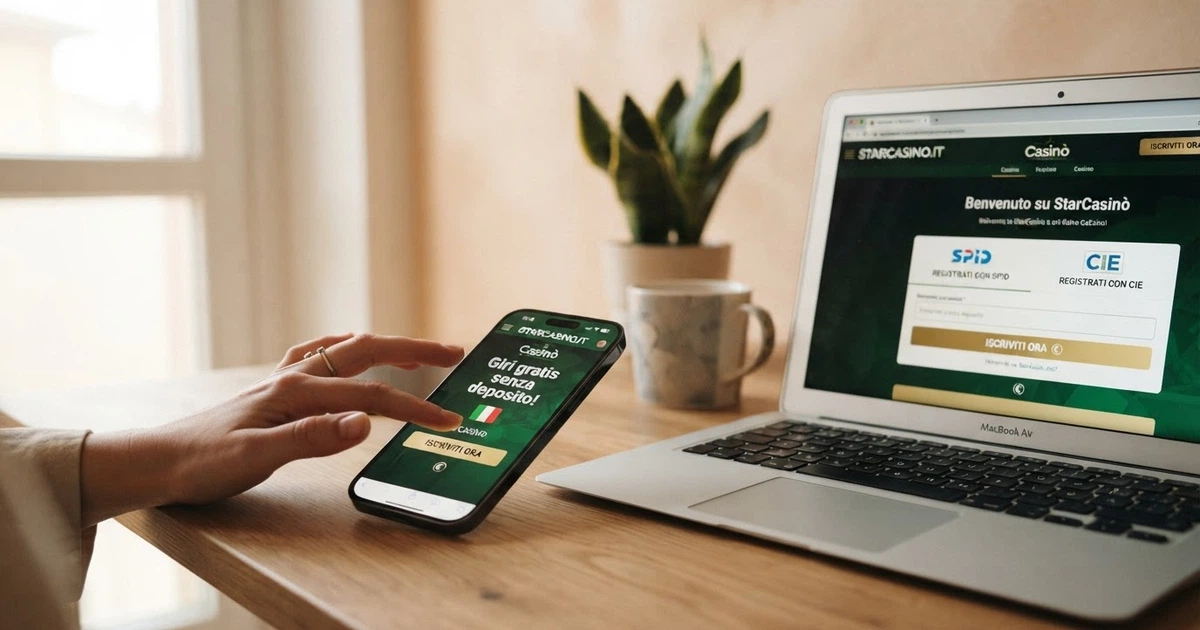 La schermata di un casinò online italiano con una promozione di giri gratis senza deposito in evidenza, accanto all'interfaccia di registrazione con opzione SPID e CIE