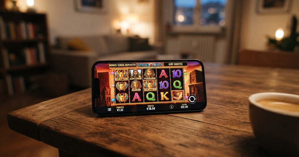 Interfaccia di un casinò online con licenza internazionale, sezione bonus in evidenza e simboli di gioco