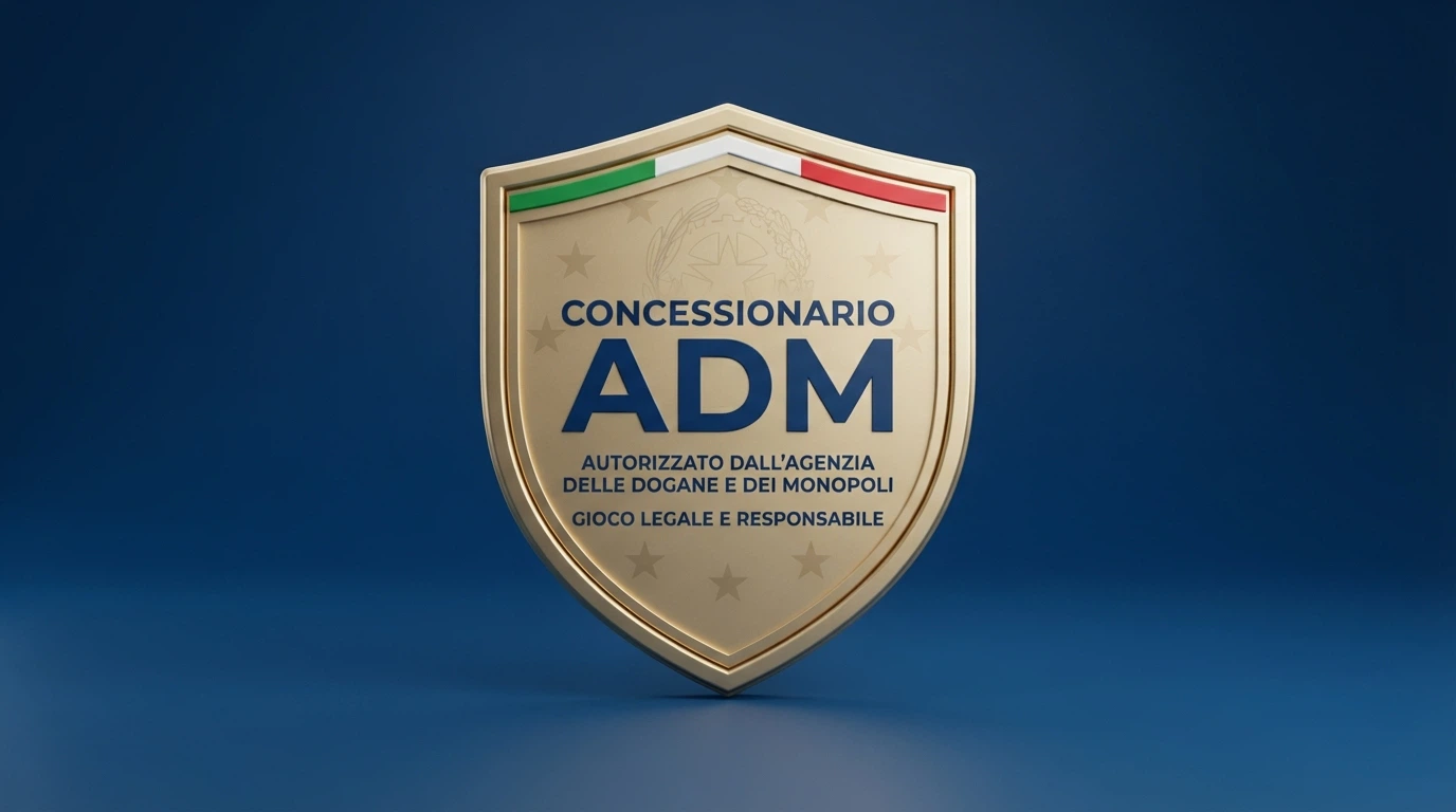 Il logo ufficiale dell'Agenzia delle Dogane e dei Monopoli (ADM) accanto alla dicitura «Concessionario ADM» su uno sfondo istituzionale