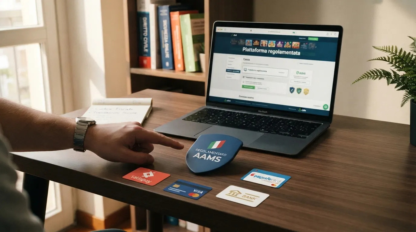 Il logo ADM al centro con uno scudo intorno, e i loghi dei metodi di pagamento collegati da linee che passano attraverso lo scudo
