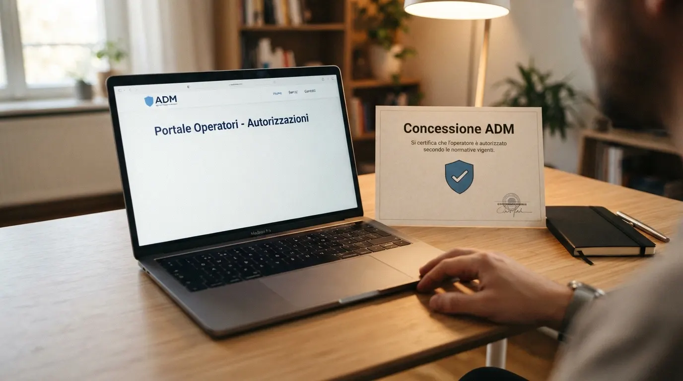 Il logo ufficiale dell'Agenzia delle Dogane e dei Monopoli accanto alla dicitura «concessionario autorizzato» e alle icone delle tutele (RUA, limite di deposito, esenzione fiscale)