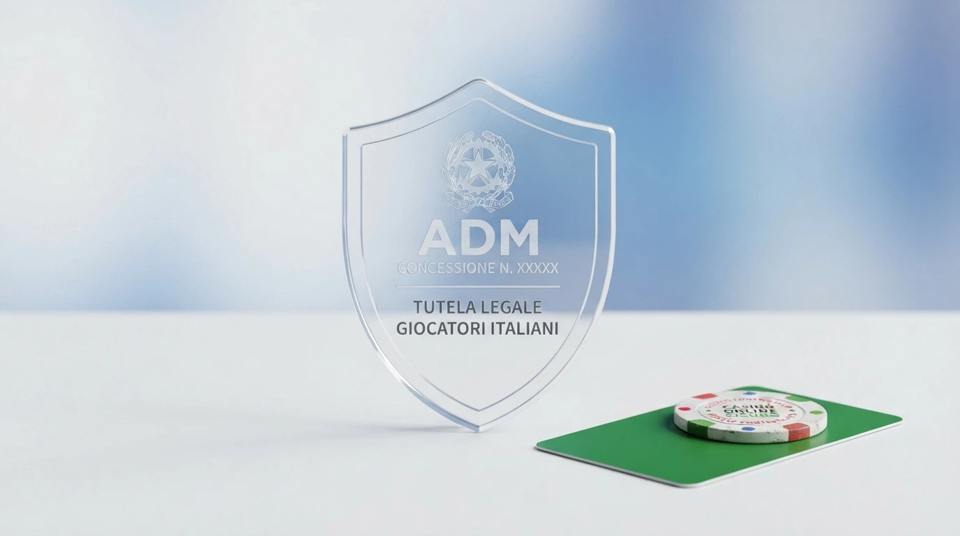 Un'illustrazione che contrappone il simbolo dell'ADM con un lucchetto a elementi grafici che rappresentano la protezione del giocatore