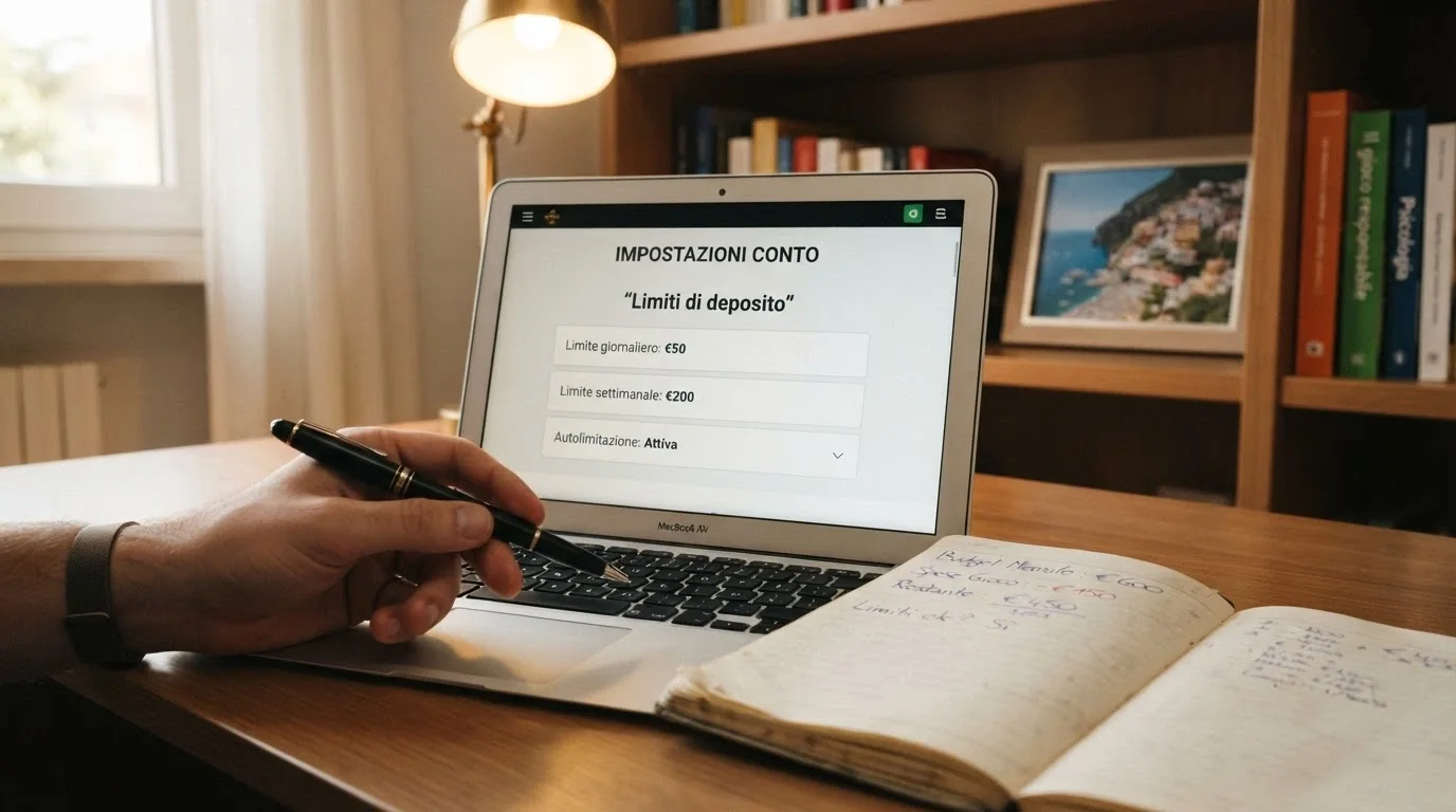 L'interfaccia di un pannello di controllo con le leve per impostare limiti di deposito, spesa e tempo di gioco