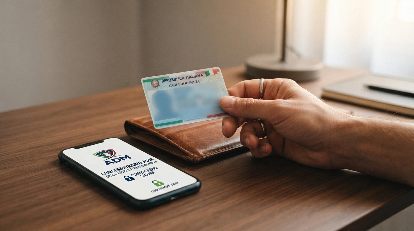 Il logo ufficiale dell'Agenzia delle Dogane e dei Monopoli accanto al simbolo del lucchetto di connessione sicura e alla scritta «Concessionario ADM»