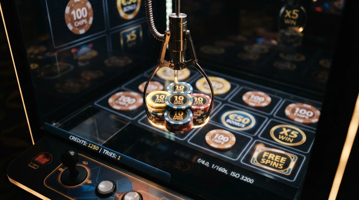 Interfaccia del gioco Bonus Crab con l’artiglio posizionato su un premio e la griglia di premi disponibili visibile