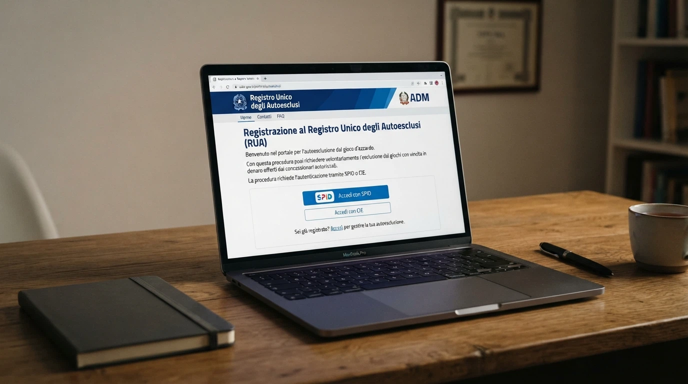 Pagina ufficiale del portale ADM con la sezione dedicata all'autoesclusione dal gioco a distanza e il pulsante di accesso con SPID