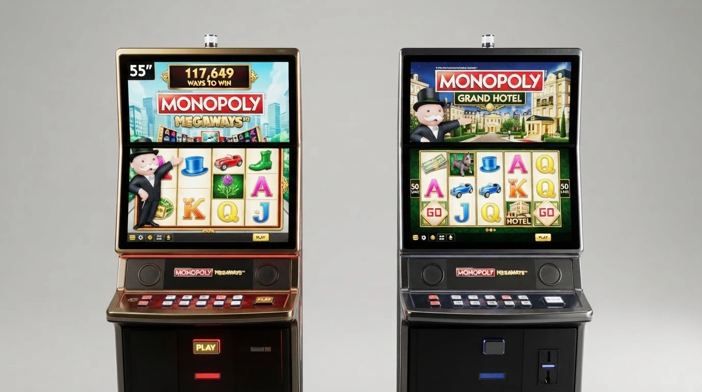 Le schermate delle slot Monopoly Megaways e Monopoly Grand Hotel a confronto