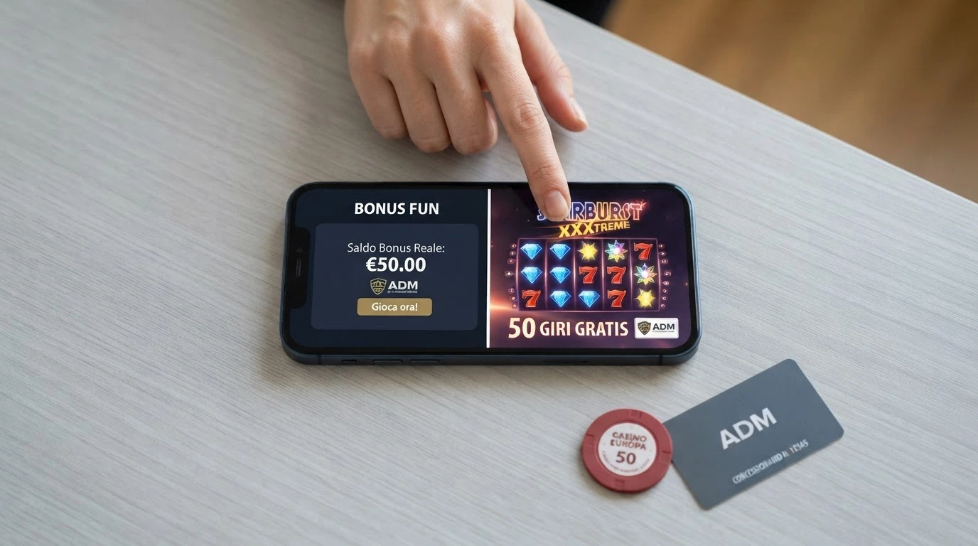 Un confronto visivo tra le schermate di un fun bonus e di un pacchetto di giri gratis senza deposito su un casinò con licenza ADM