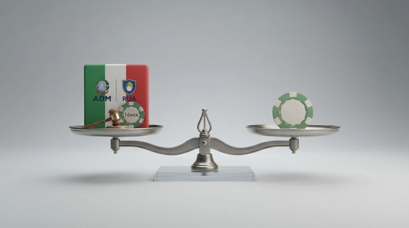 Un diagramma che mette a confronto le tutele di un casinò con licenza ADM (RUA, esenzione fiscale, foro italiano, vigilanza) e l’assenza totale di protezioni nei casinò non AAMS