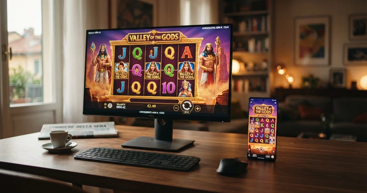Interfaccia di un casinò online ADM con giochi Yggdrasil aperto su desktop e smartphone